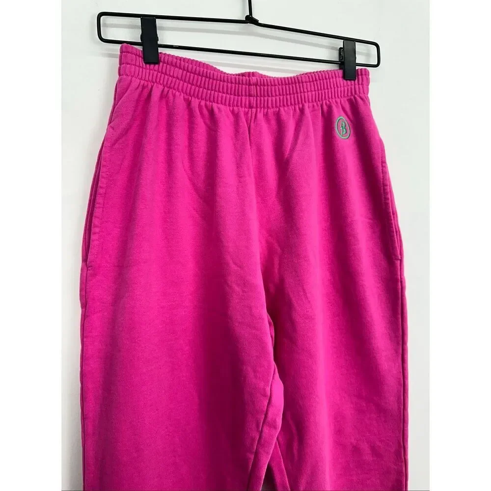 Body by Raven Tracy Pink Green Backshot Logo High Rise Elastic Waist Jogger Swea - Picture 6 of 16